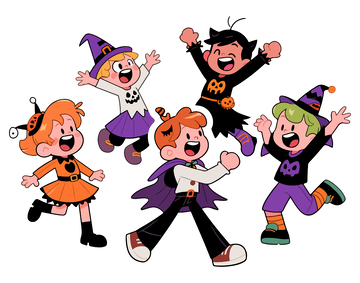 卡通万圣节儿童跳跃插画4