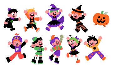 卡通万圣节儿童跳跃插画8
