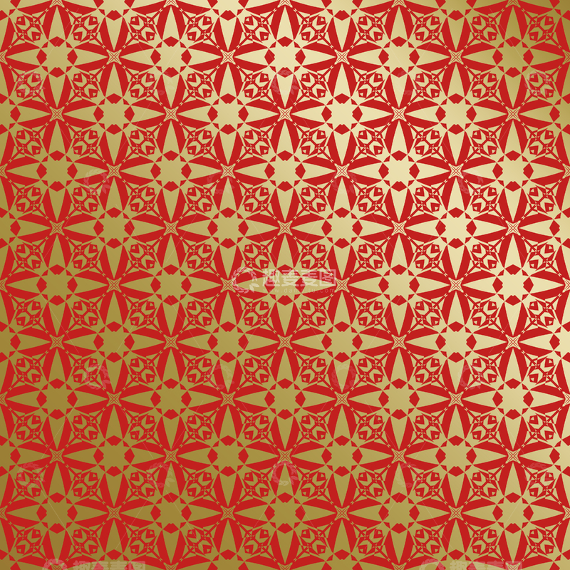 源文件下载【趣麦麦图】红金几何中式花纹20