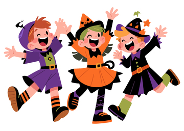 卡通万圣节儿童跳跃插画7