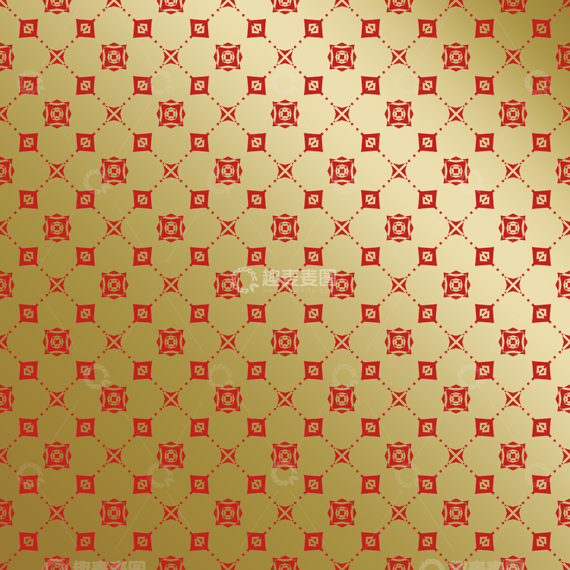 源文件下载【趣麦麦图】红金几何中式花纹30