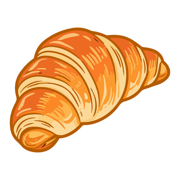 手绘金黄牛角面包插画素材