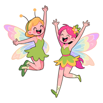 卡通精灵跳跃插画