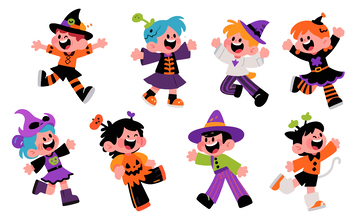 卡通万圣节儿童跳跃插画6