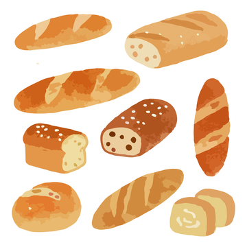 手绘法式面包插画