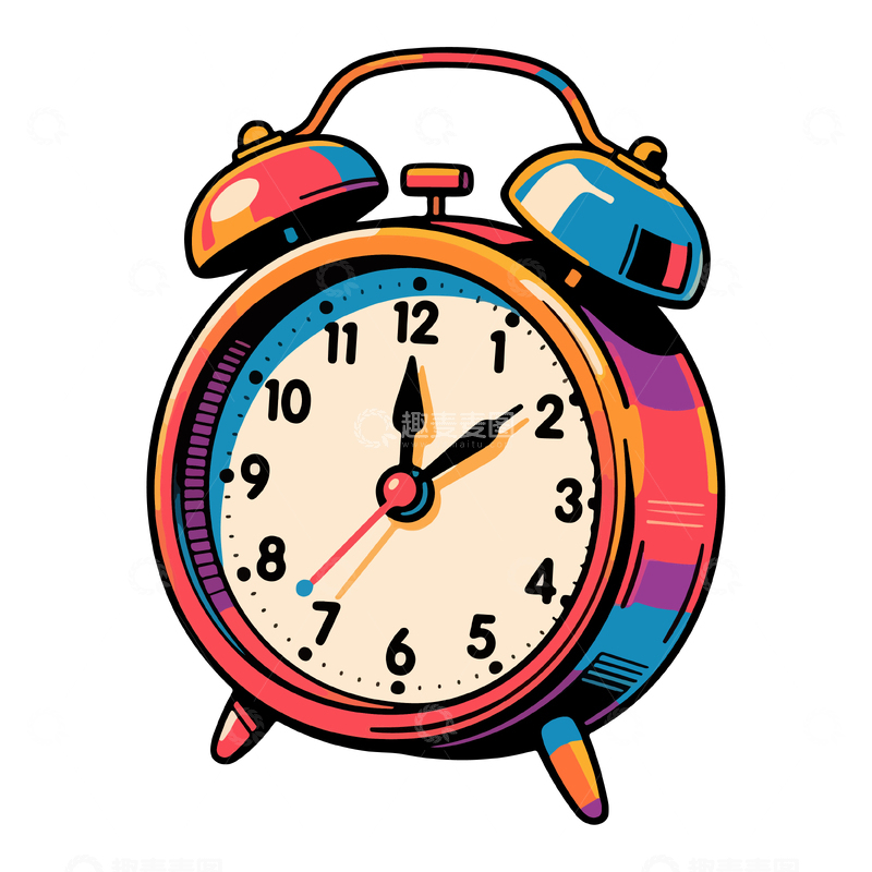 源文件下载【趣麦麦图】-彩色复古闹钟插画设计素材