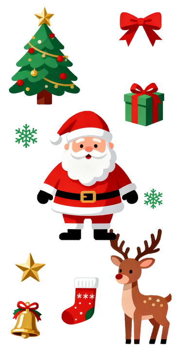 卡通圣诞节圣诞老人插画贴纸元素
