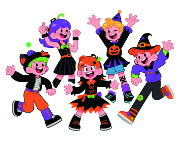 卡通万圣节儿童跳跃插画5