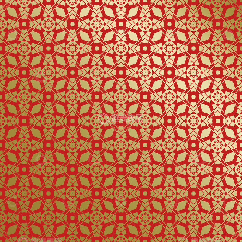 源文件下载【趣麦麦图】红金几何中式花纹4