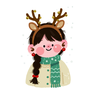 卡通圣诞节女孩插画素材
