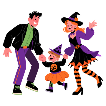 卡通万圣节家庭装扮矢量素材5