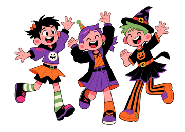 卡通万圣节儿童跳跃插画3