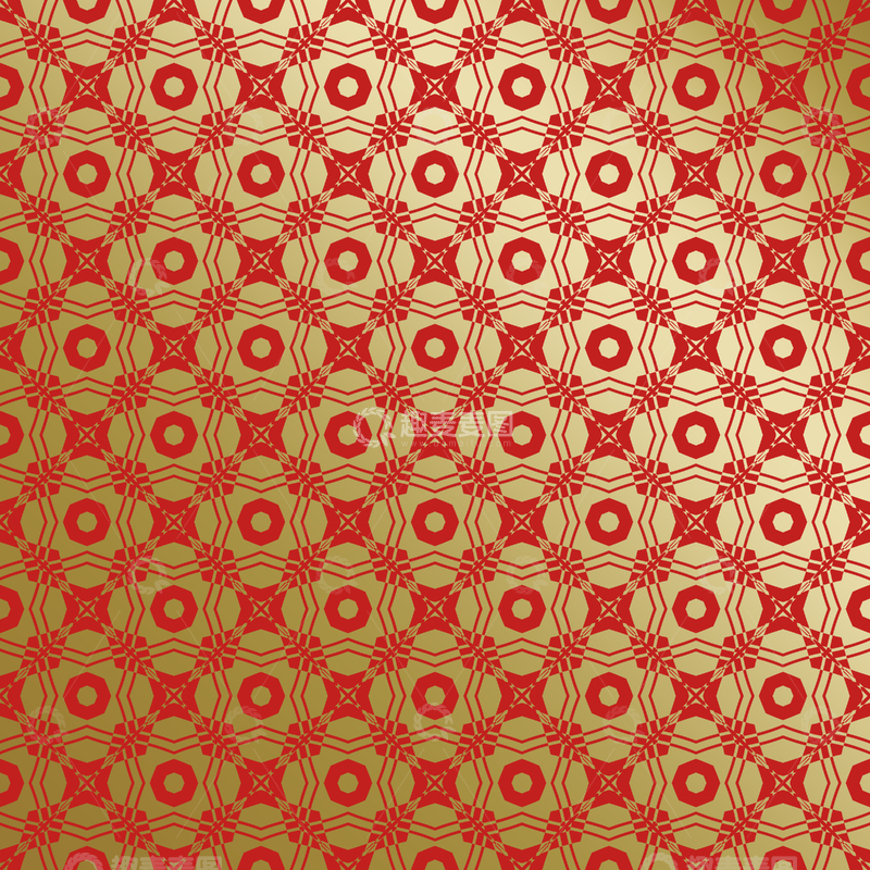 源文件下载【趣麦麦图】红金几何中式花纹18