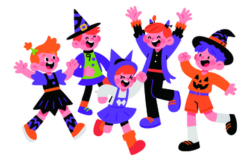 卡通万圣节儿童跳跃插画2