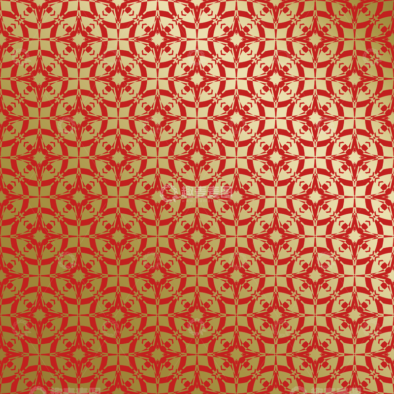 源文件下载【趣麦麦图】红金几何中式花纹6