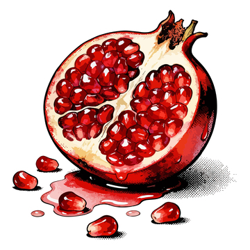 石榴特写水彩画