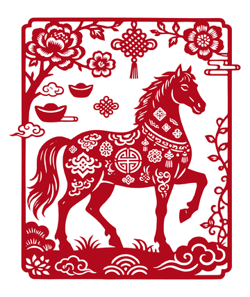 传统中国马年剪纸艺术