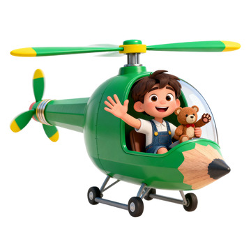 儿童玩具直升机卡通插图