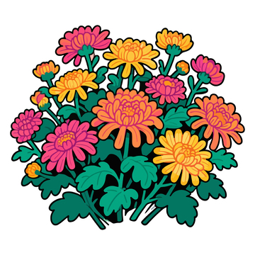 卡通风格彩色花卉装饰图案