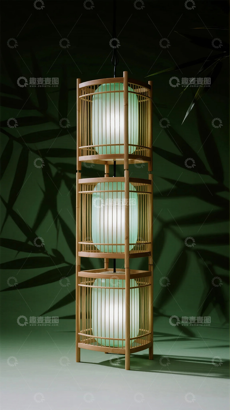 高清大图下载【趣麦麦图】竹制灯笼日式风格装饰灯