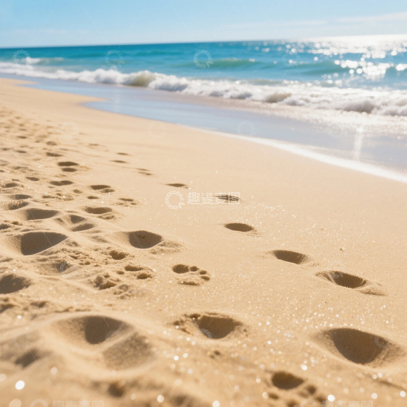 高清大图下载【趣麦麦图】沙滩脚印自然风光摄影