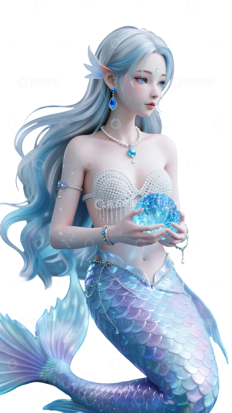 高清大图下载【趣麦麦图】梦幻美人鱼插画设计素材