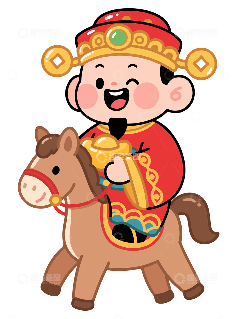 源文件下载【趣麦麦图】-喜庆卡通财神爷招财进宝图2