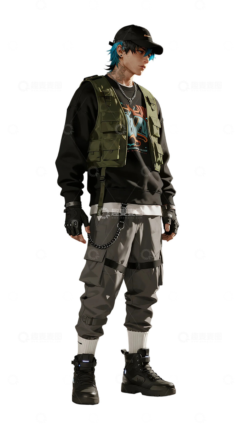 高清大图下载【趣麦麦图】潮流街头风男性模特穿搭展示