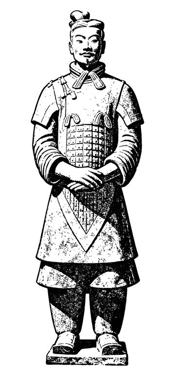 古风水彩兵马俑插画设计素材