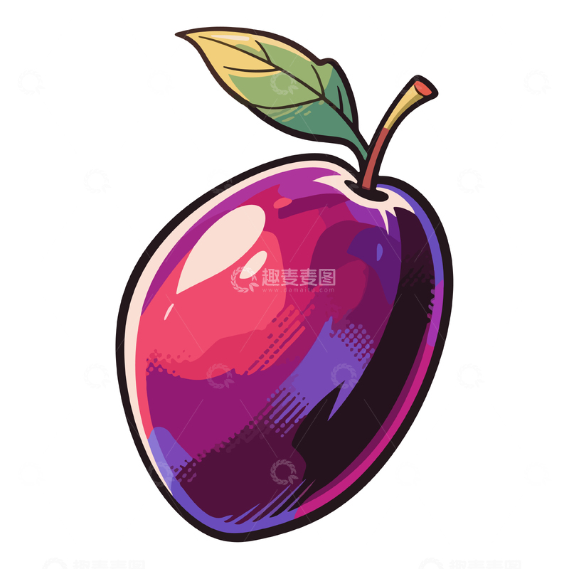 源文件下载【趣麦麦图】卡通风格李子插画设计元素