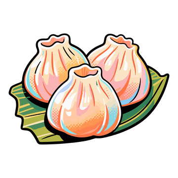 卡通风格小笼包插画设计素材