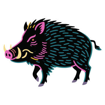 卡通野猪插画设计素材