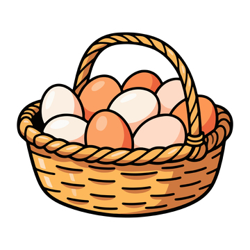 卡通风格鸡蛋篮插画素材