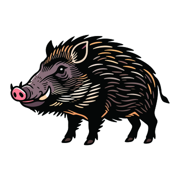 卡通野猪插画矢量素材