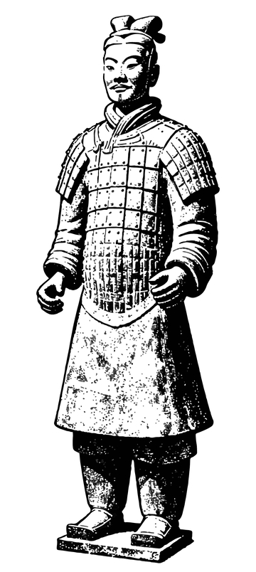 兵马俑黑白线描插图