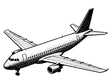 黑白线稿飞机插画