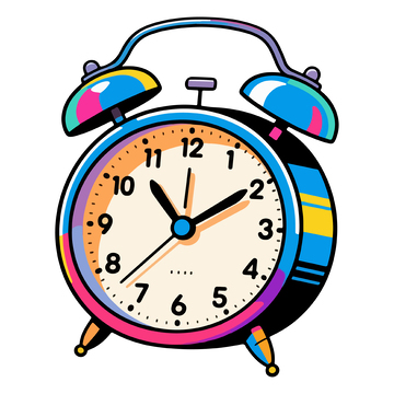 彩色卡通闹钟插画设计素材