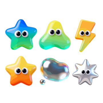 卡通可爱星星闪电泡泡装饰图案