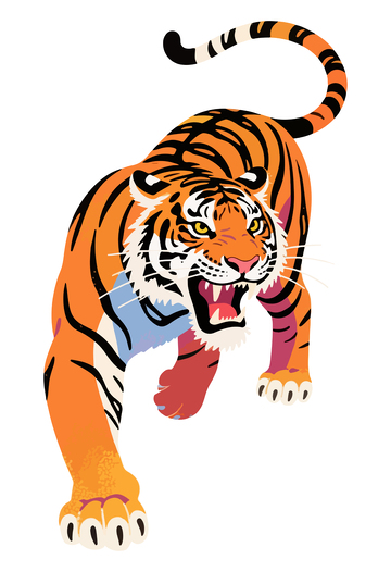 卡通老虎插画矢量图