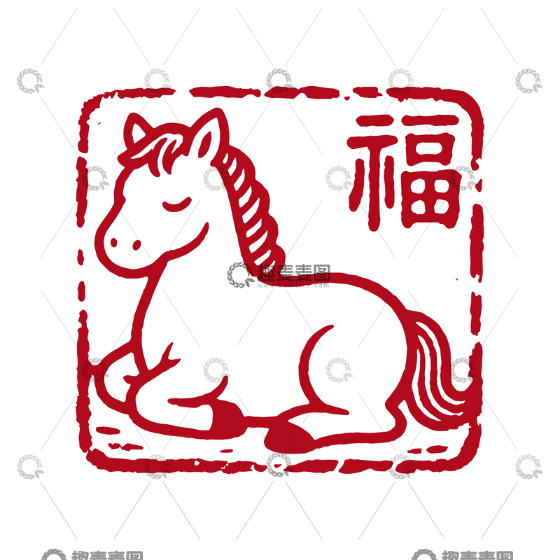 源文件下载【趣麦麦图】-中国风马年祝福图案