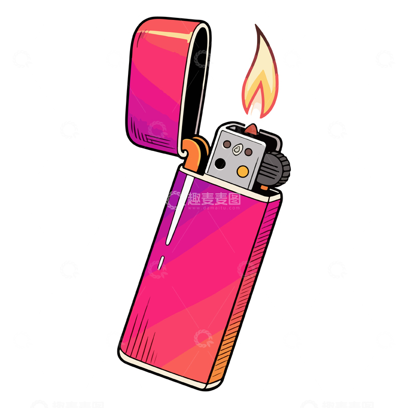 源文件下载【趣麦麦图】卡通风打火机插画