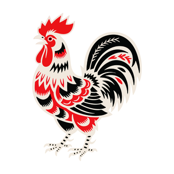 剪纸风公鸡图案装饰元素