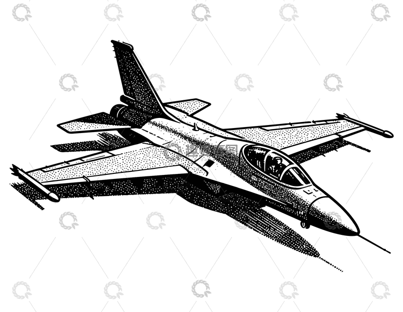 源文件下载【趣麦麦图】战斗机线条素描插画