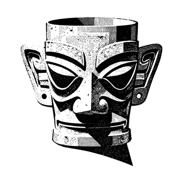 古青铜面具艺术插画