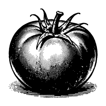 黑白线条西红柿插画设计素材