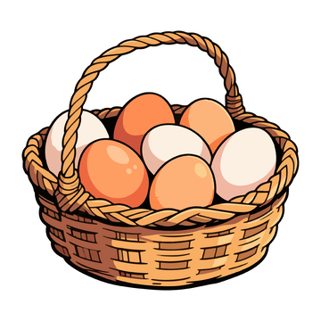 手绘鸡蛋篮子插画设计素材