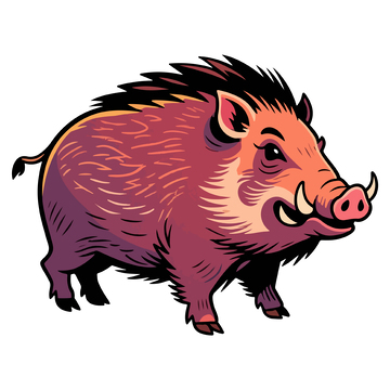 卡通野猪插画设计素材
