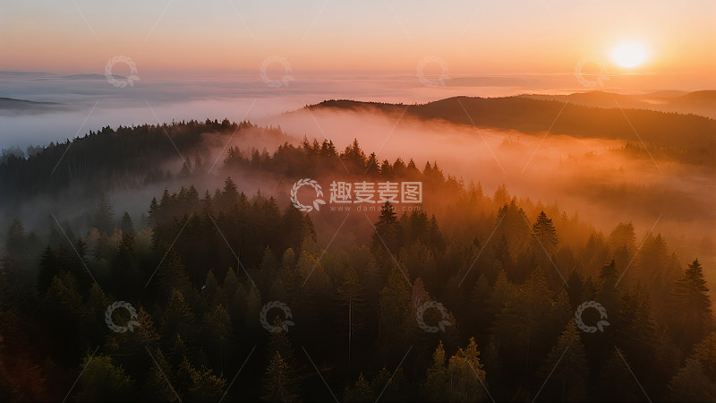 高清大图下载【趣麦麦图】航拍森林山脉云海6