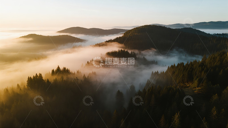 高清大图下载【趣麦麦图】航拍森林山脉云海9