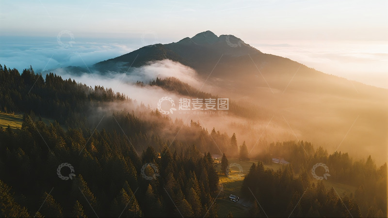 高清大图下载【趣麦麦图】航拍森林山脉云海8